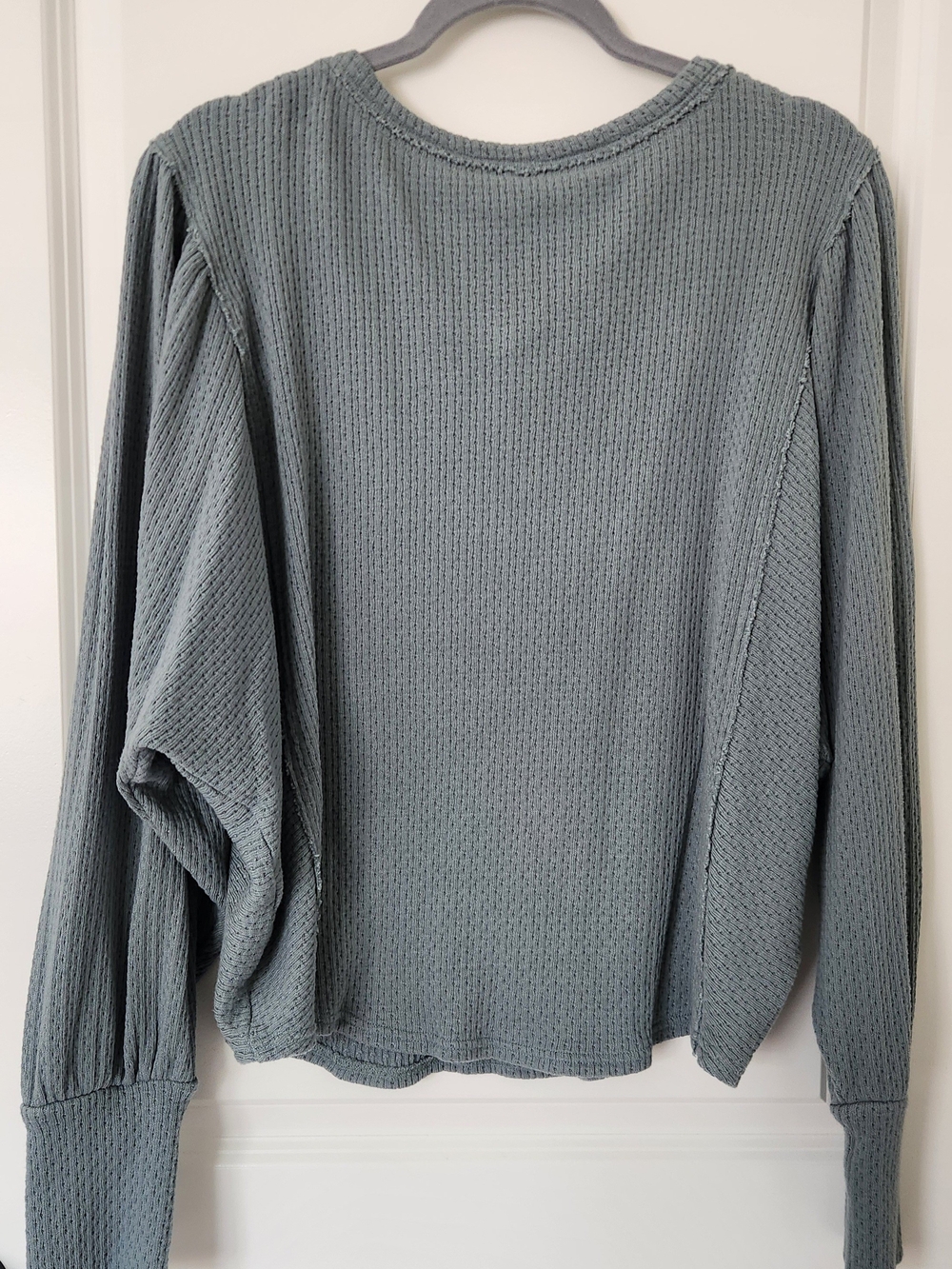 Free People Slate Green Waffle Henley Long Sleeve - Picture 6 of 6